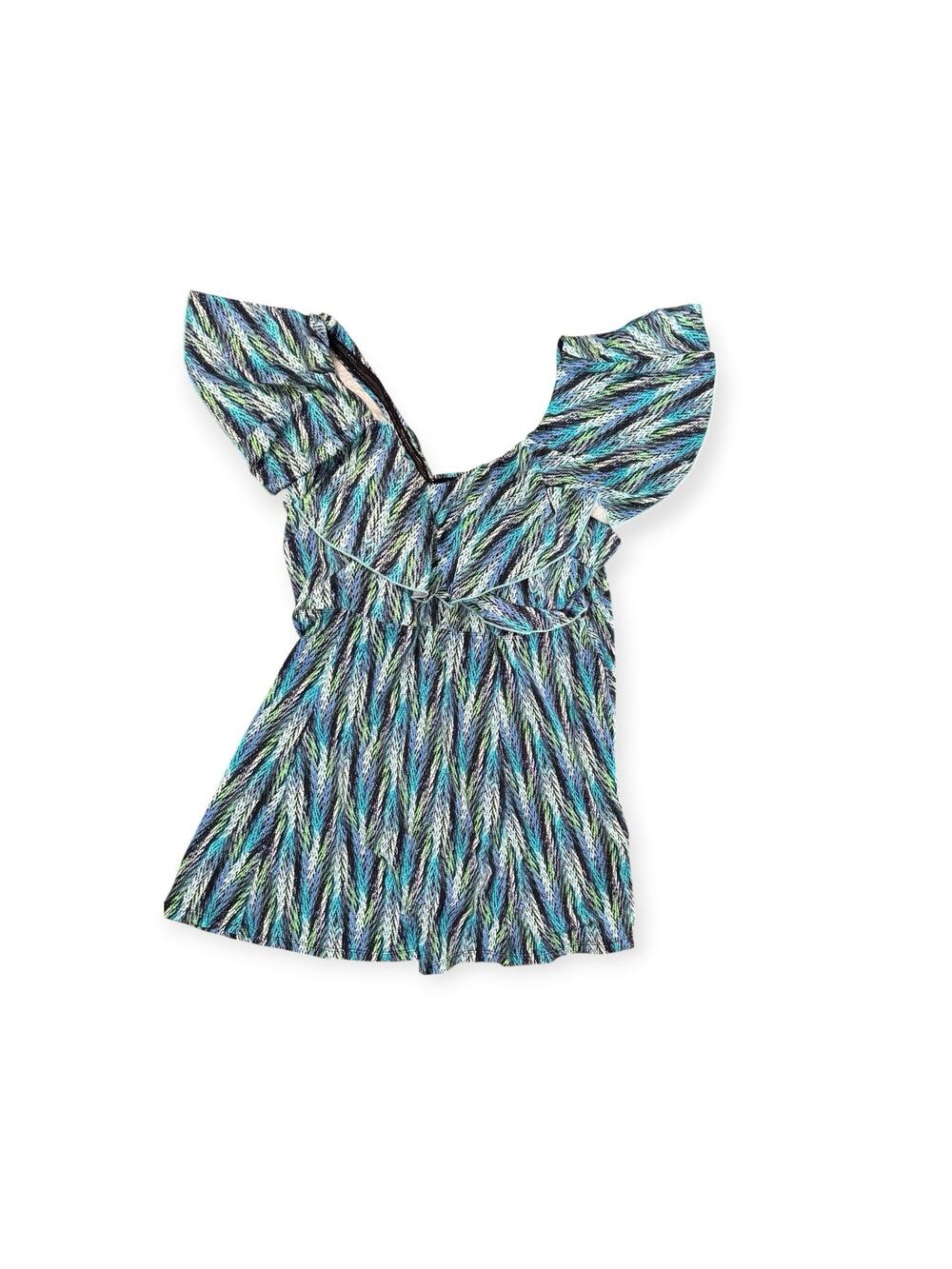 Fit 4 U Women’s 1-Piece Swimdress Paisley Multicolor Ruffle Accent Size 20
